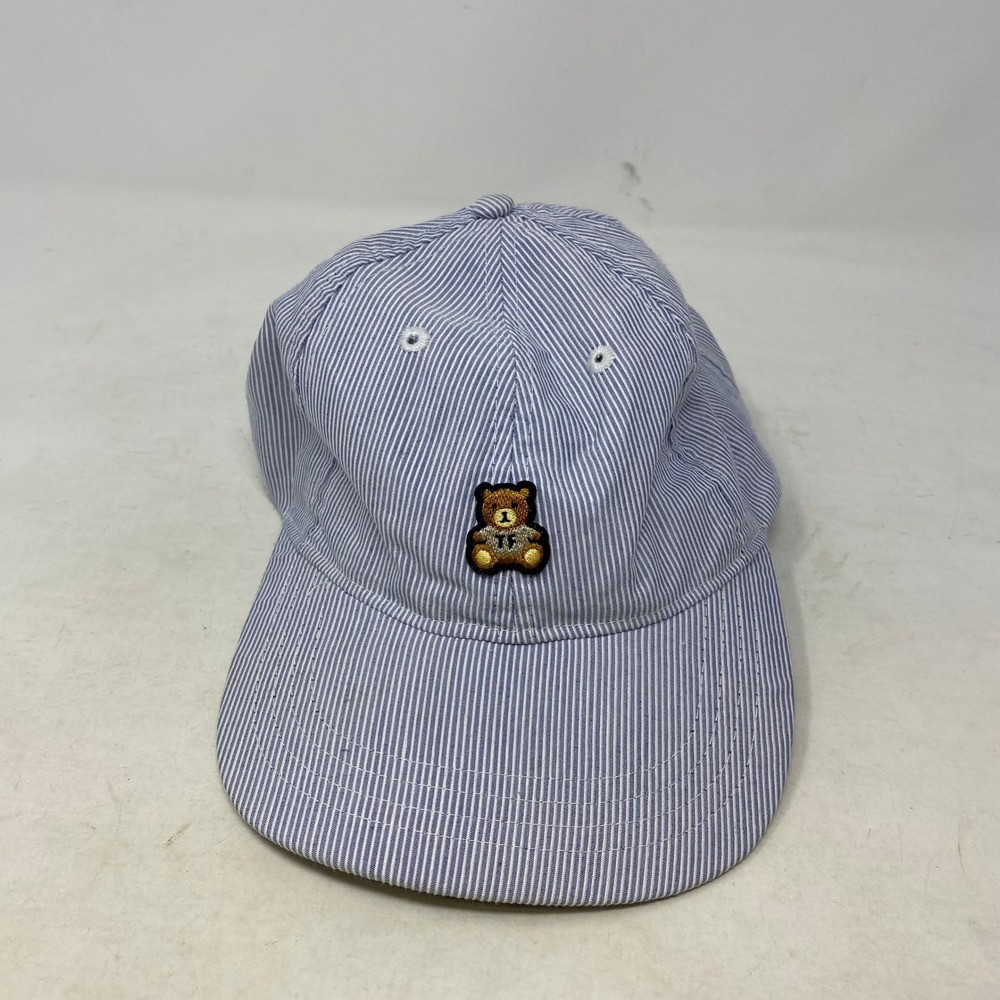 Teddy Fresh Hickory Stripe Blue White Bear Patch Adjustable Dad Hat Cap